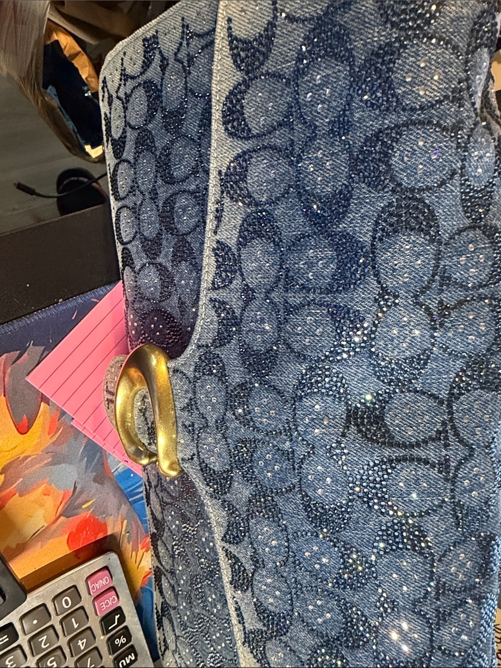 Coach Blue Denim Monogram Wallet with Gold-Tone Hardware - Picture 10 of 10